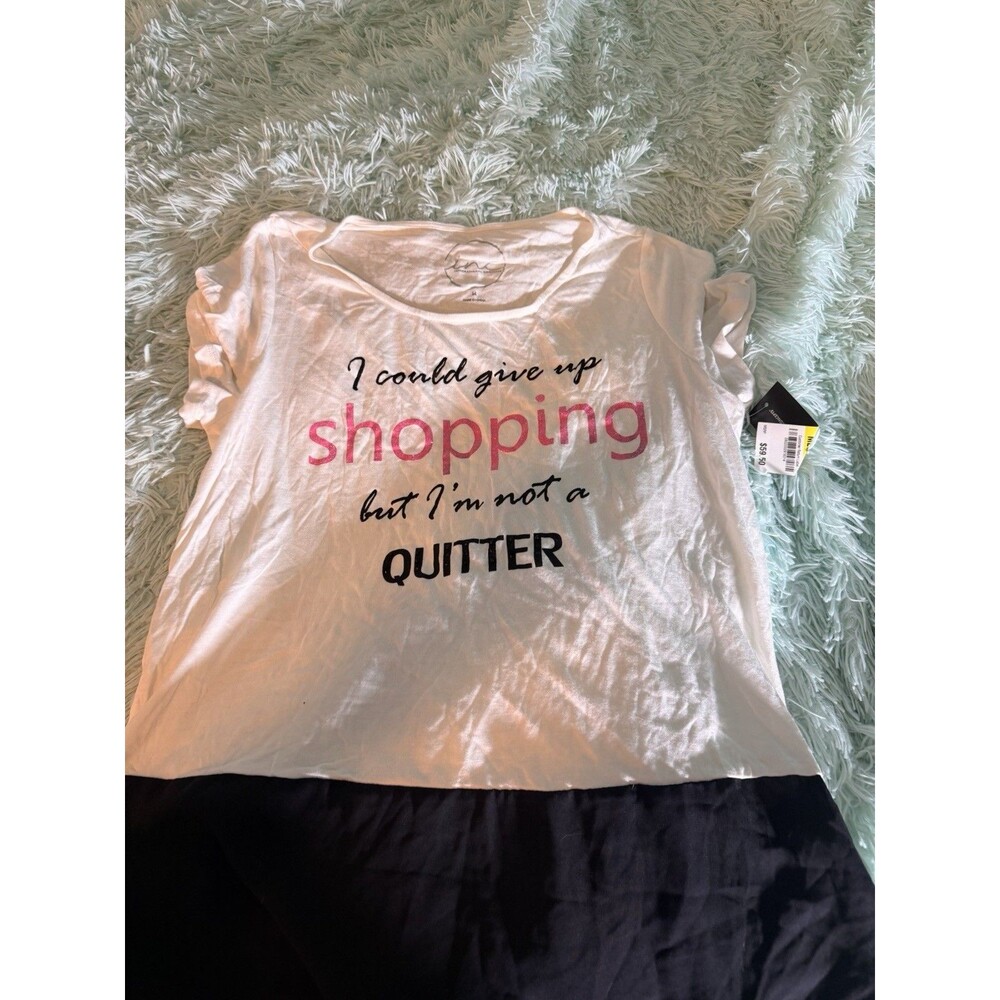 Macys Inc White And Black Tshirt I Could Quit Shopping But I’m Not A Quiter